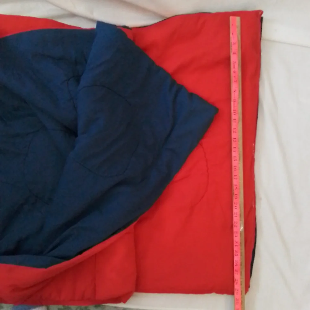 Reversible Red/Blue Twin Comfortor and Blue Bedskirt